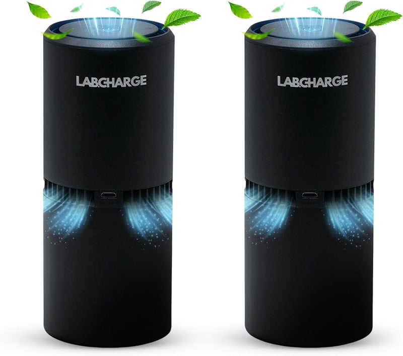 Lab Charge LabCharge Small Ionic Air Purifier for Home & Bedroom – Silent HEPA Filter – Covers 250 Sq Ft - Free Cleaner for Pets, Hair, Smoke, Dust, Odors & Dander – Compact & Black Design - Pack of 2 - Image 1